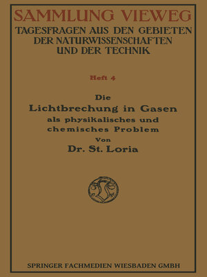 cover image of Die Lichtbrechung in Gasen als Physikalisches und Chemisches Problem